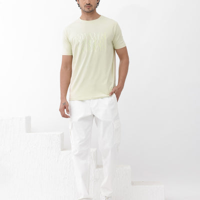 Rare Rabbit Mens Masco Pastel Green Crew Neck Short Sleeve Graphic Print T-Shirt