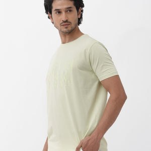 Rare Rabbit Mens Masco Pastel Green Crew Neck Short Sleeve Graphic Print T-Shirt