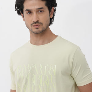 Rare Rabbit Mens Masco Pastel Green Crew Neck Short Sleeve Graphic Print T-Shirt