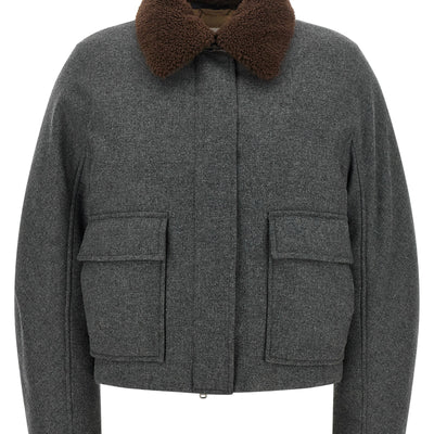 Brunello Cucinelli Shearling Collar Cropped Jacket