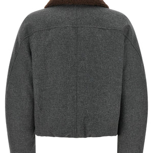 Brunello Cucinelli Shearling Collar Cropped Jacket