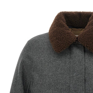 Brunello Cucinelli Shearling Collar Cropped Jacket