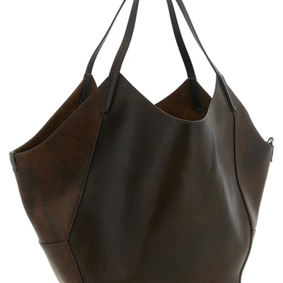 Brunello Cucinelli Reversible Lizard Effect Leather Duo Shopping Bag