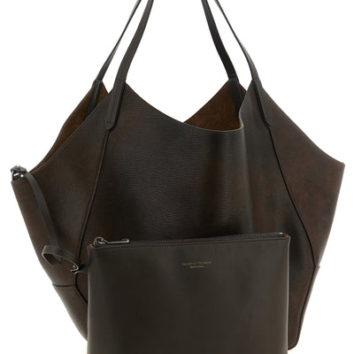 Brunello Cucinelli Reversible Lizard Effect Leather Duo Shopping Bag