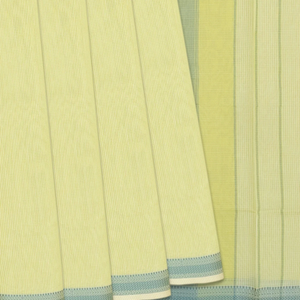 Light Green Handloom Silk Cotton Saree With Checks-Light Green