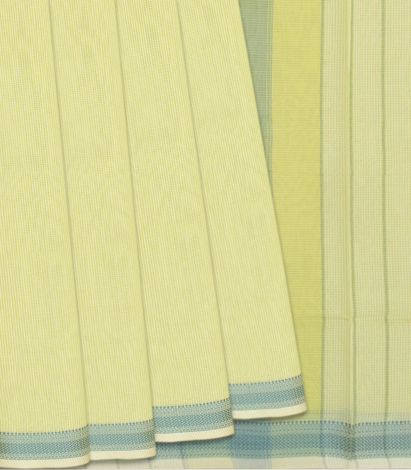 Light Green Handloom Silk Cotton Saree With Checks-Light Green