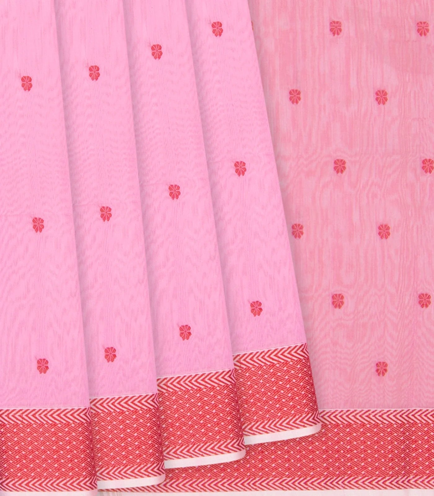 Baby Pink  Handloom Silk Cotton Saree With Flower Motifs-Baby Pink
