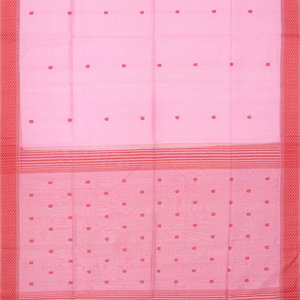 Baby Pink  Handloom Silk Cotton Saree With Flower Motifs-Baby Pink