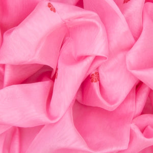 Baby Pink  Handloom Silk Cotton Saree With Flower Motifs-Baby Pink