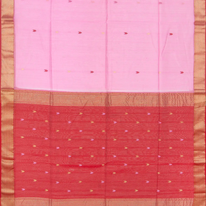 Baby Pink  Handloom Silk Cotton Saree With Zari Border-Baby Pink