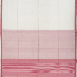 Off White Handloom Silk Cotton Saree With Stripes Pallu-Off White