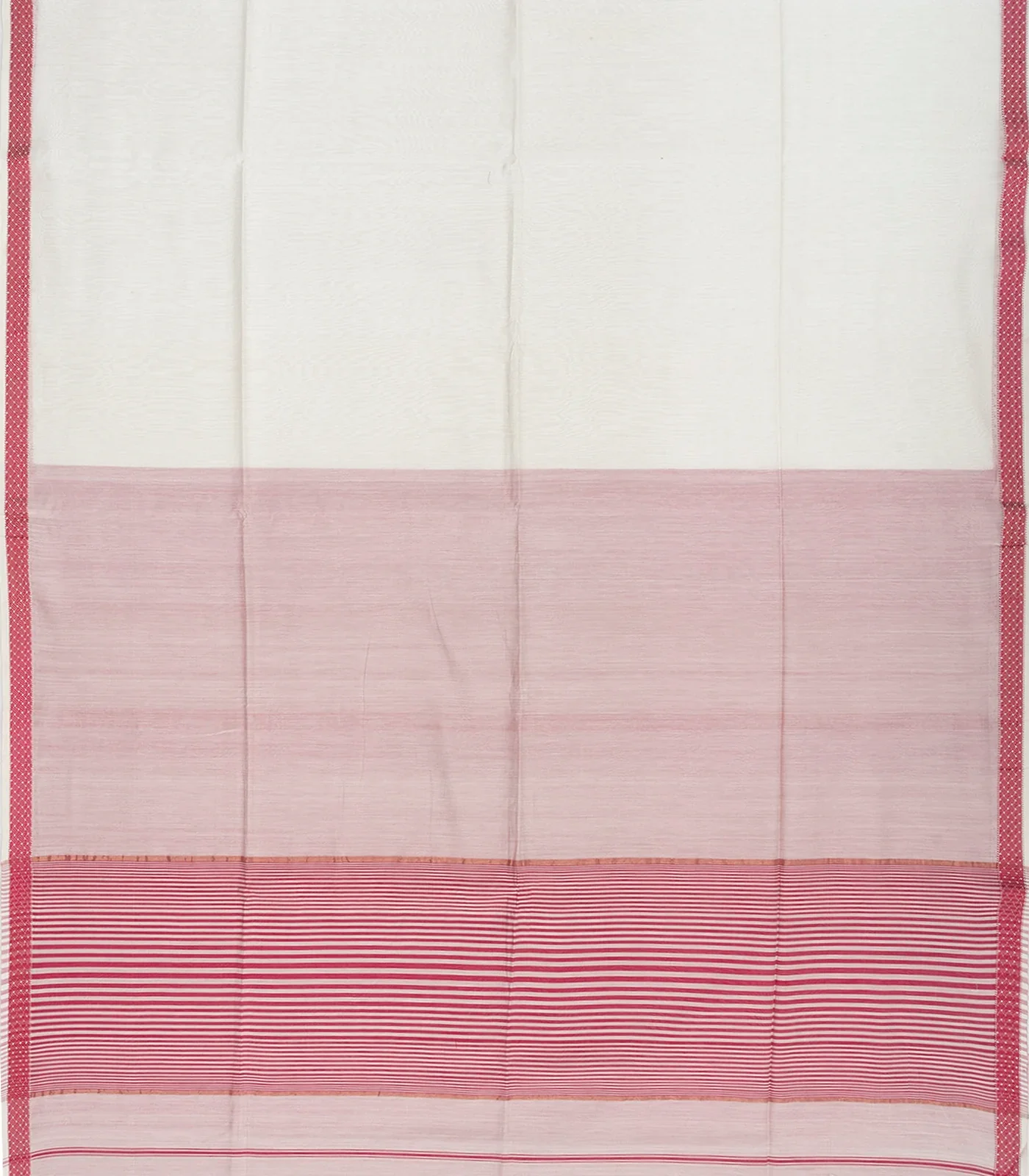 Off White Handloom Silk Cotton Saree With Stripes Pallu-Off White