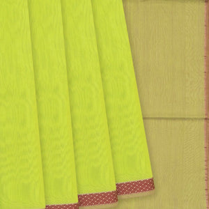 Light Green Handloom  Silk Cotton Saree With Stripes Pallu-Leaf Green