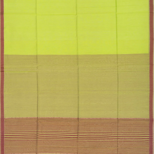 Light Green Handloom  Silk Cotton Saree With Stripes Pallu-Leaf Green