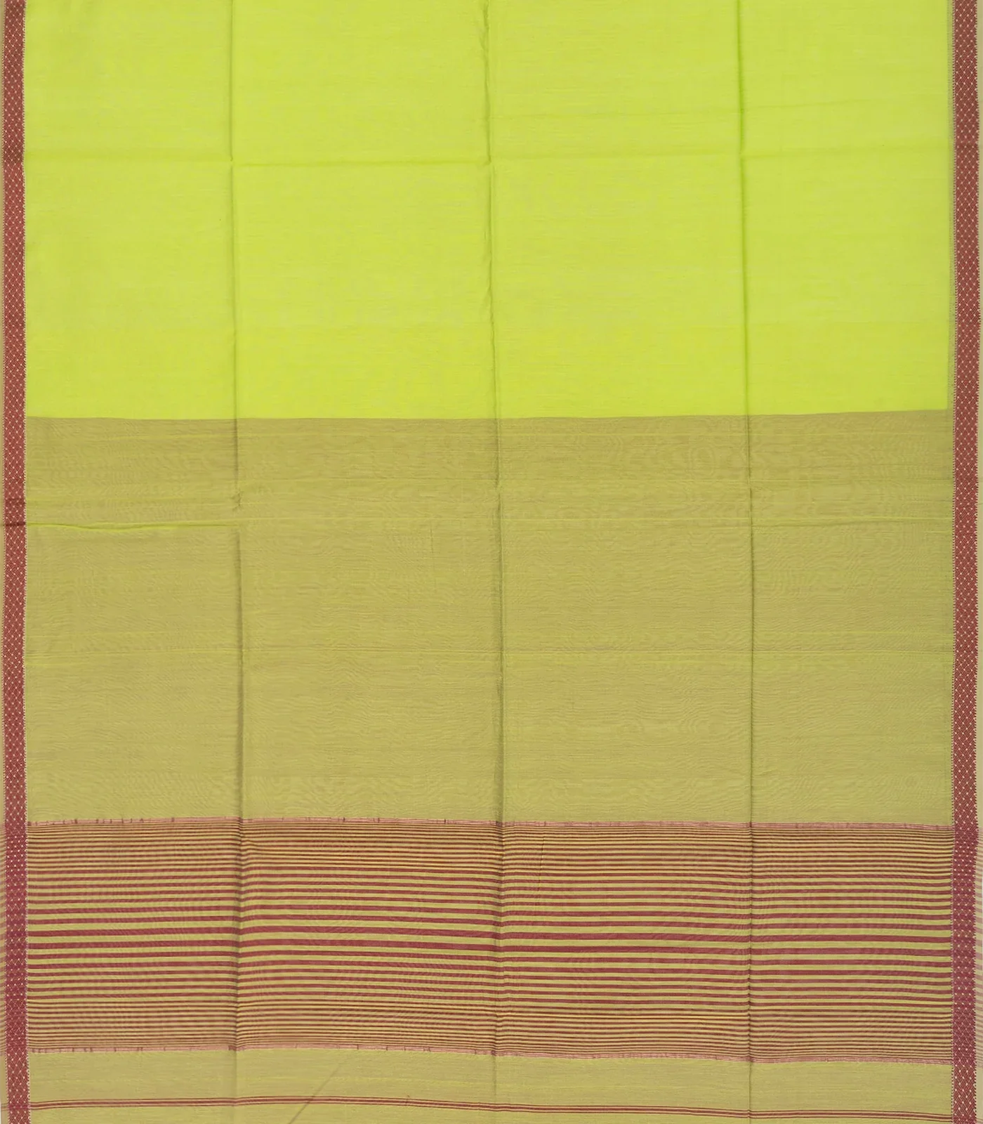 Light Green Handloom  Silk Cotton Saree With Stripes Pallu-Leaf Green