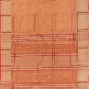 Rust Handloom Silk Cotton Saree With Checks & Kamalam Butta-Rust