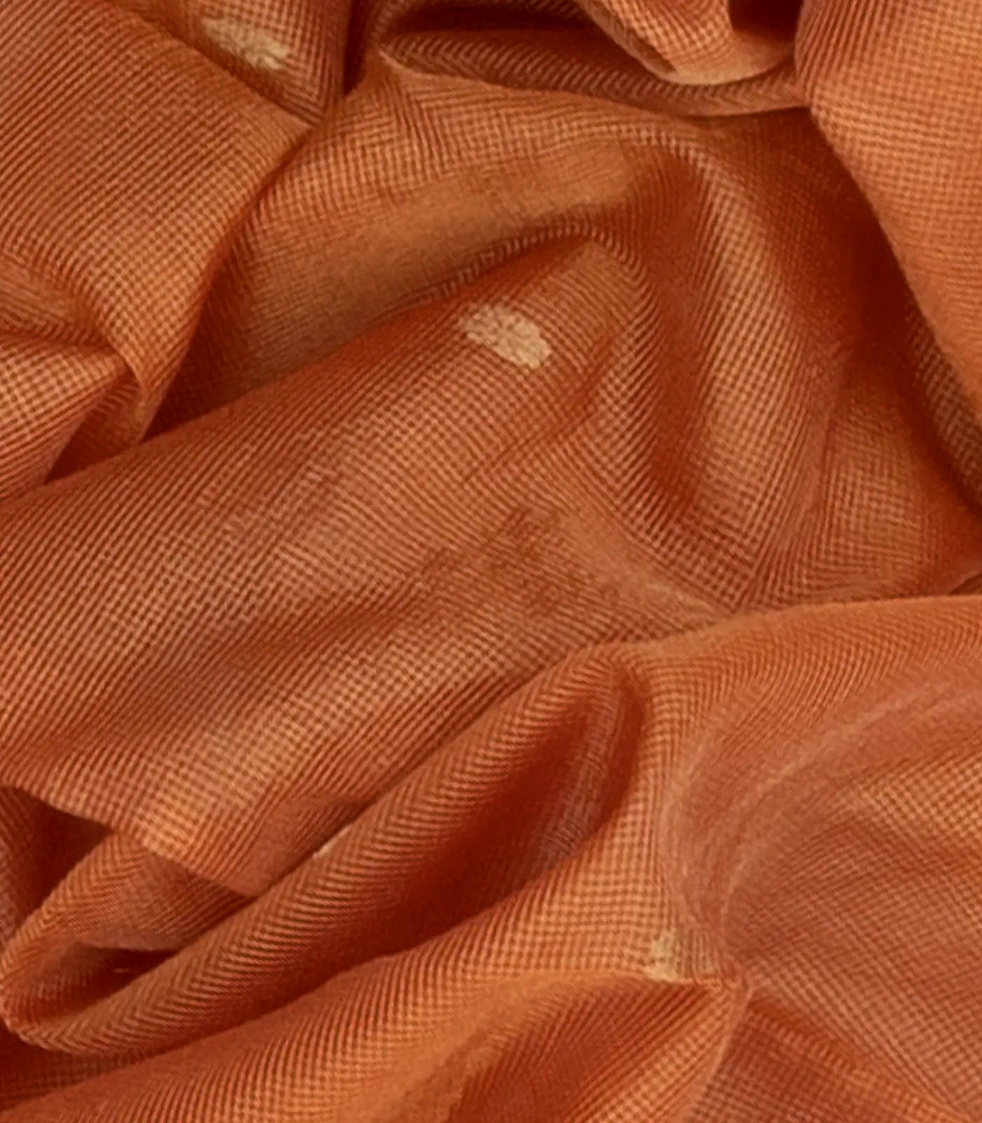 Rust Handloom Silk Cotton Saree With Checks & Kamalam Butta-Rust