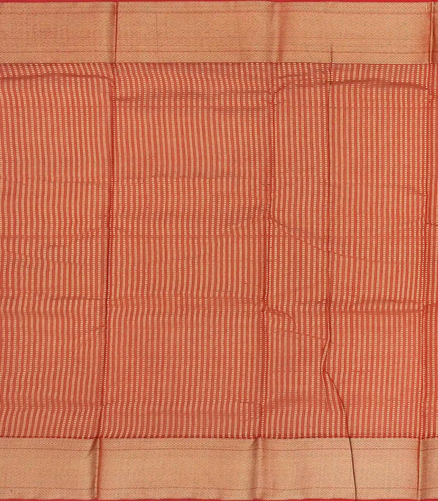 Rust Handloom Silk Cotton Saree With Checks & Kamalam Butta-Rust