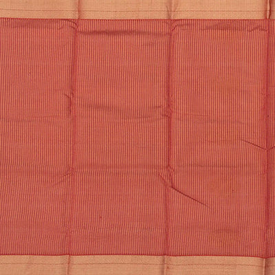 Rust Handloom Silk Cotton Saree With Coin Butta-Rust