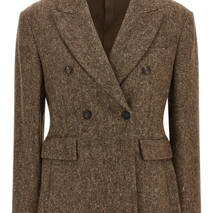Brunello Cucinelli Donegal Wool Double-breasted Blazer