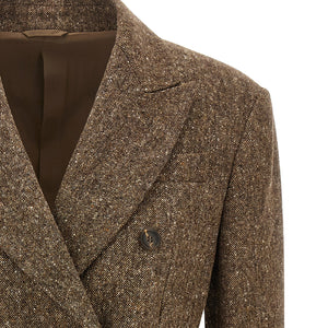 Brunello Cucinelli Donegal Wool Double-breasted Blazer