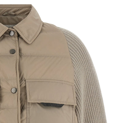 Brunello Cucinelli Shiny Flap Detail Down Jacket