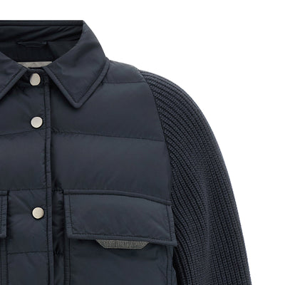 Brunello Cucinelli Shiny Flap Detail Down Jacket