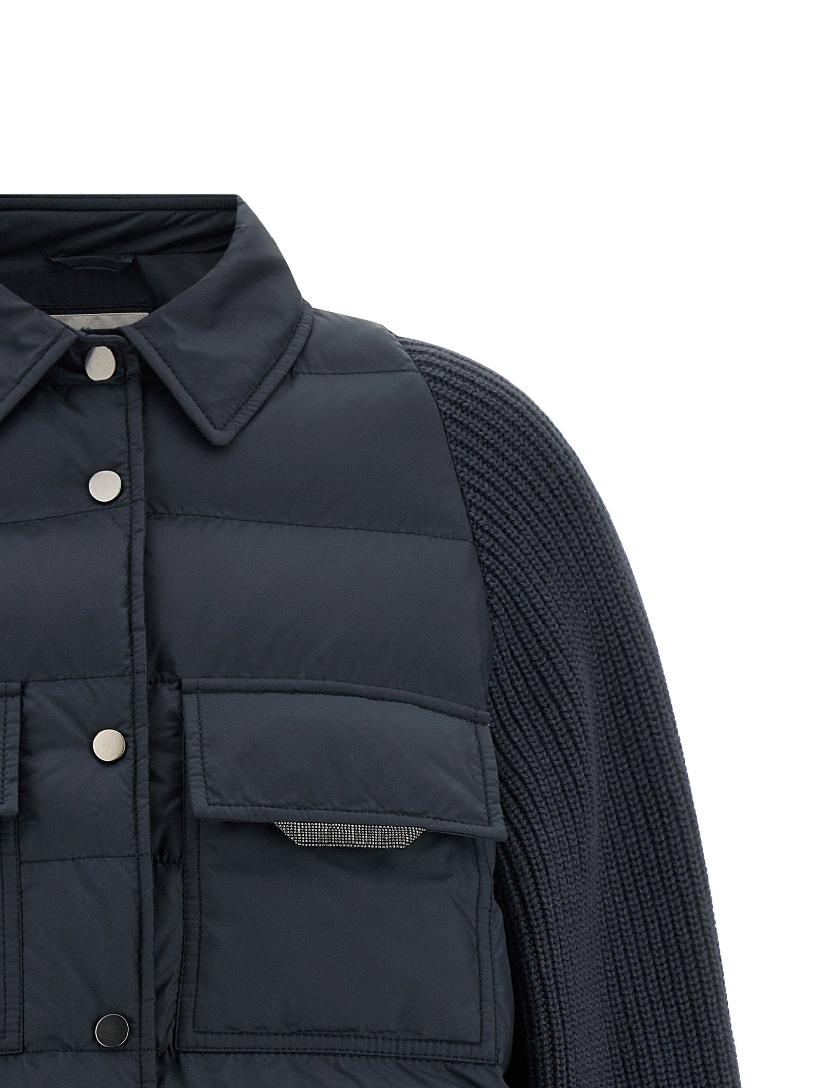 Brunello Cucinelli Shiny Flap Detail Down Jacket