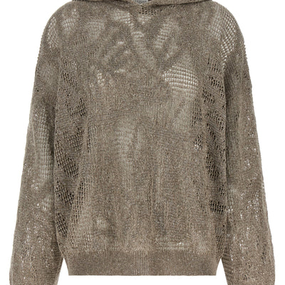 Brunello Cucinelli Openwork Hooded Sweater