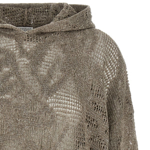 Brunello Cucinelli Openwork Hooded Sweater