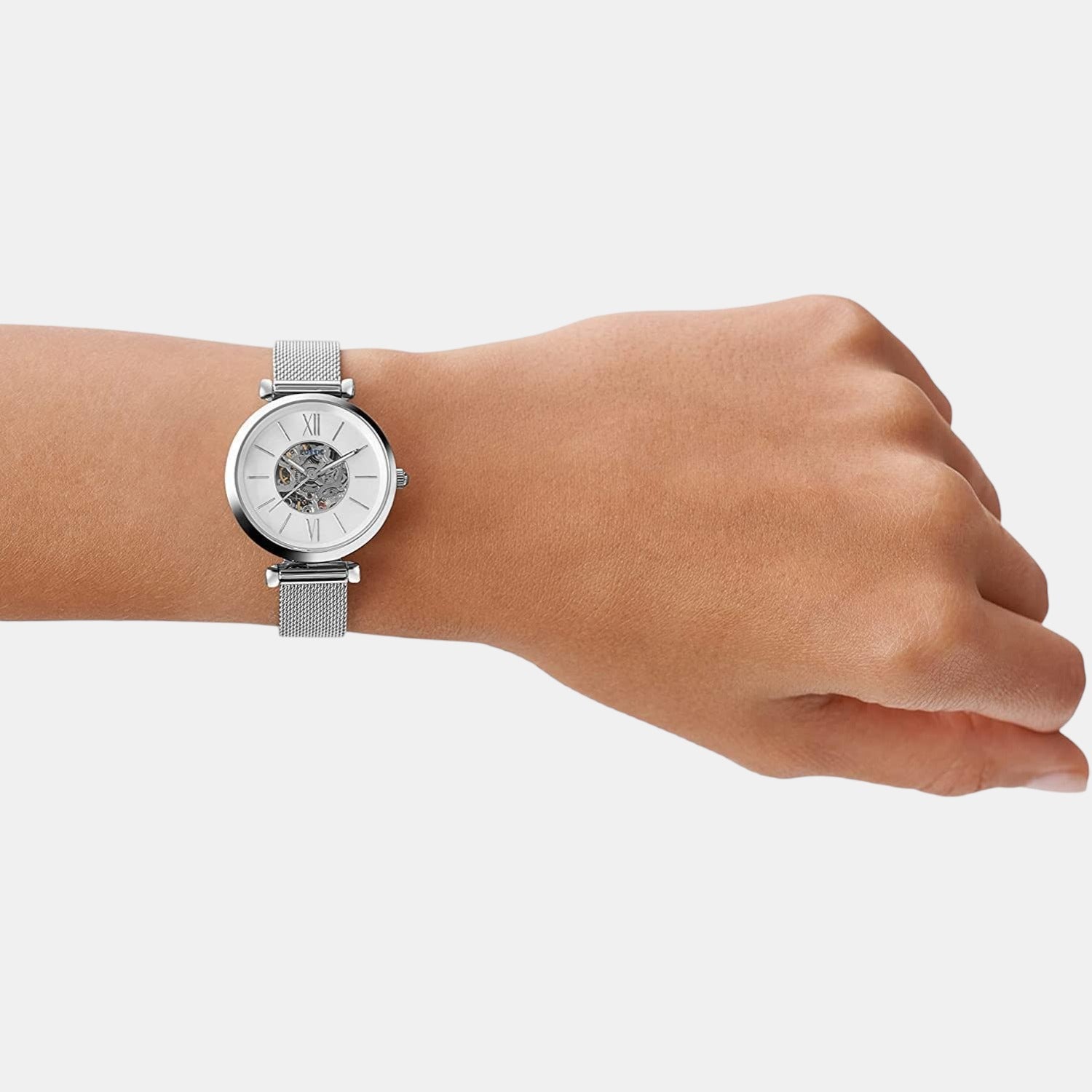 Carlie Mini Women Automatic White Dial Analog Stainless Steel Watch ME3189