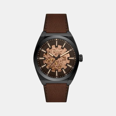 Everett Men Automatic Black Dial Analog Leather Watch ME3207