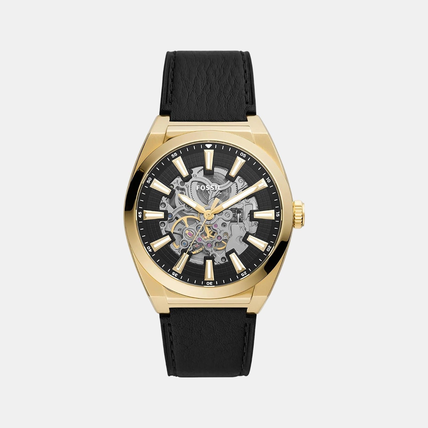 Everett Men Automatic Black Dial Analog Leather Watch ME3208