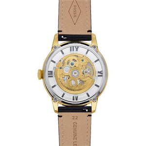 Fossil Townsman Skeleton Black Dial & Leather Strap Watch for Men