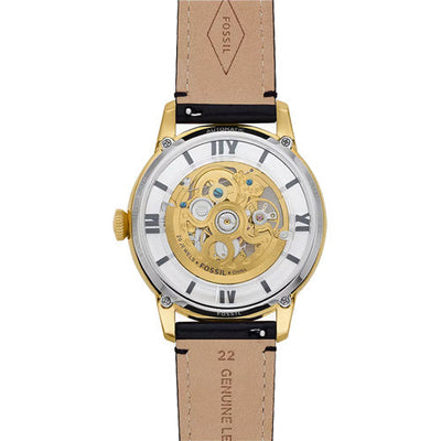 Fossil Townsman Skeleton Black Dial & Leather Strap Watch for Men