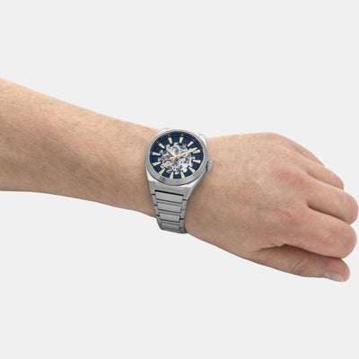 Everett Men Automatic Blue Dial Analog Stainless Steel Watch ME3220