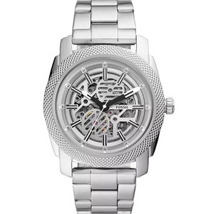 Fossil Machine Silver Dial Men 45mm