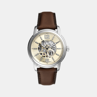 Fossil Heritage Men Automatic Cream Dial Analog Leather Watch ME3264