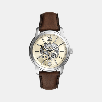 Fossil Heritage Men Automatic Cream Dial Analog Leather Watch ME3264