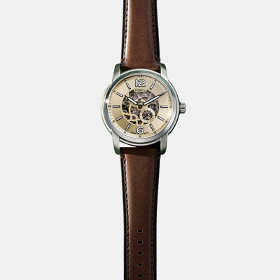 Fossil Heritage Men Automatic Cream Dial Analog Leather Watch ME3264