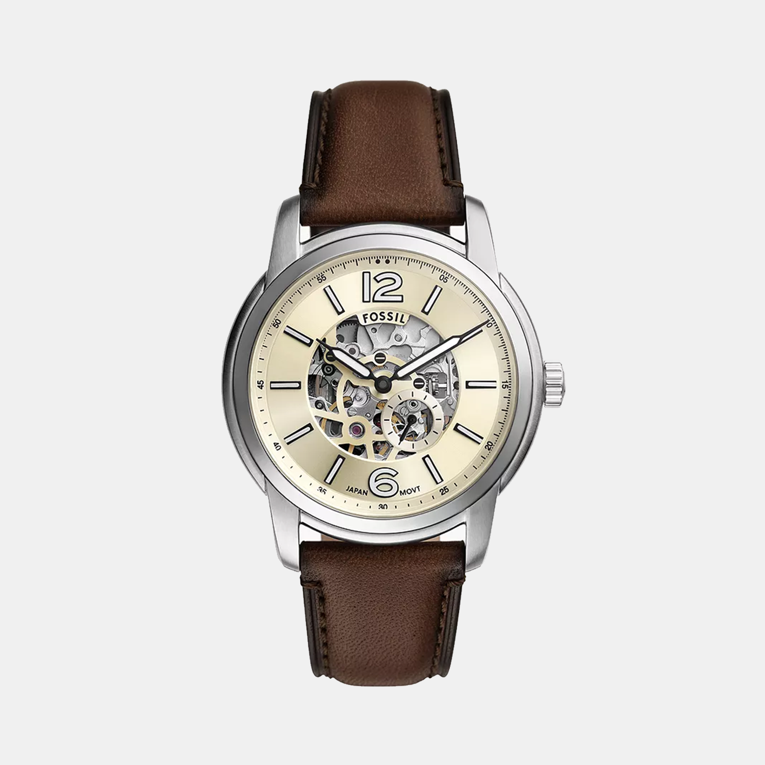 Fossil Heritage Men Automatic Cream Dial Analog Leather Watch ME3264