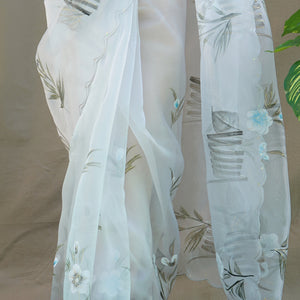 Light Grey Organza Saree