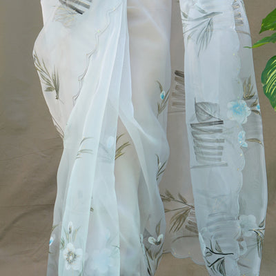 Light Grey Organza Saree