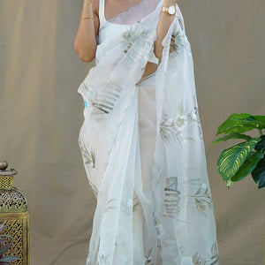 Light Grey Organza Saree
