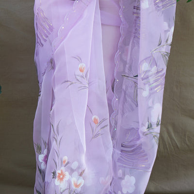 Pastel Lavender Organza Saree
