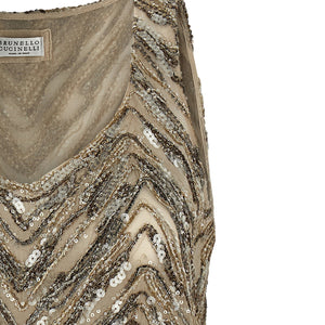 Brunello Cucinelli Dazzling Chevron Embroidery Top