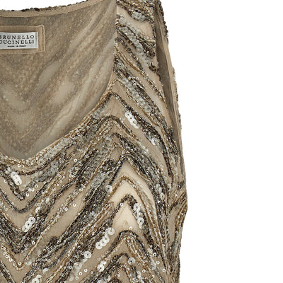 Brunello Cucinelli Dazzling Chevron Embroidery Top