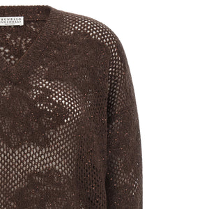 Brunello Cucinelli Flower Lace Sweater