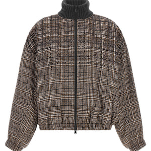 Brunello Cucinelli Sequin Check Bomber Jacket