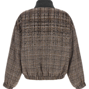 Brunello Cucinelli Sequin Check Bomber Jacket